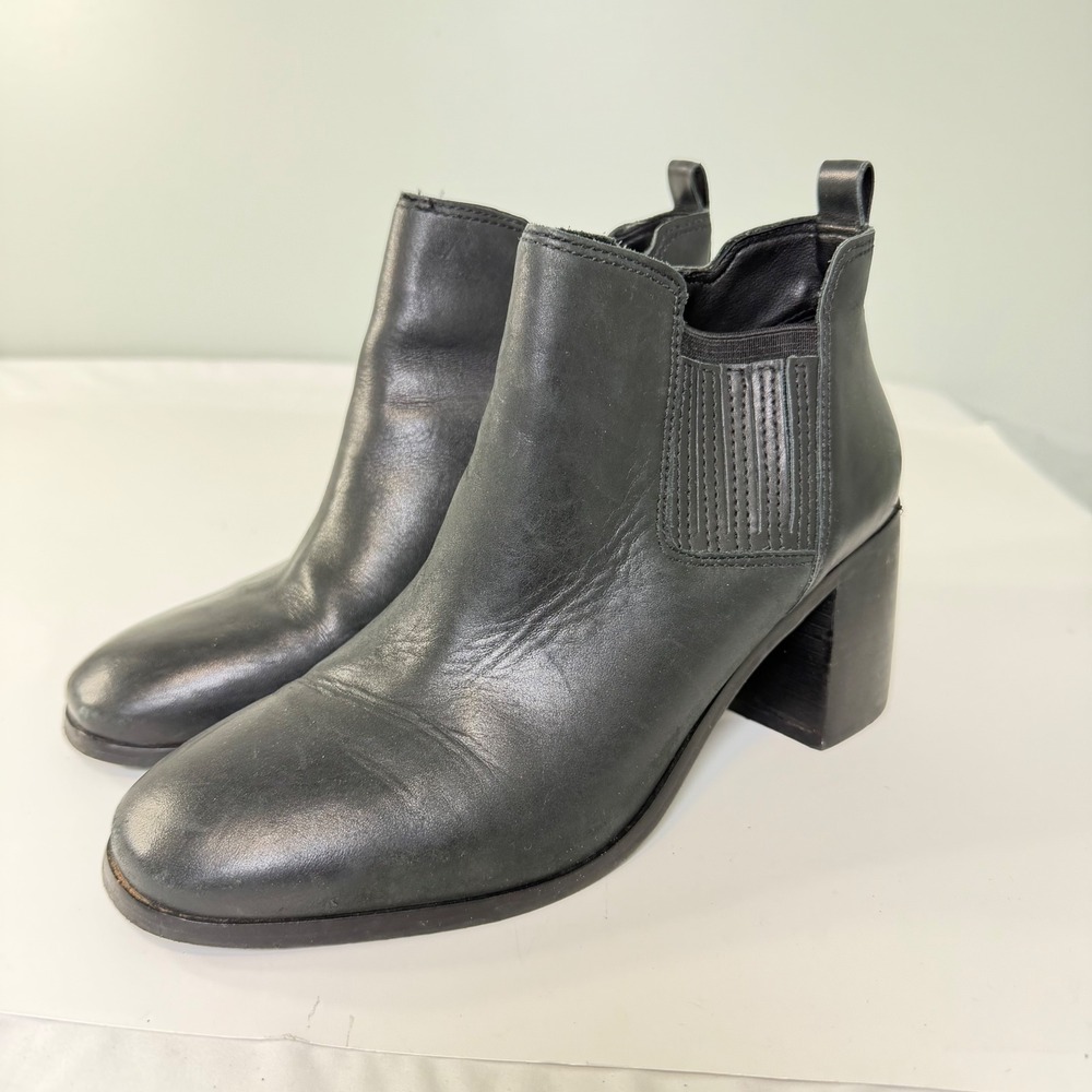 Lucky Brand Debruh Black Leather Block‎ Heel Ankle Boots LK-DEBRUH Womens 9M